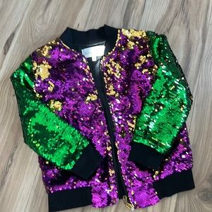 Kids purple, green and gold sequin jacket